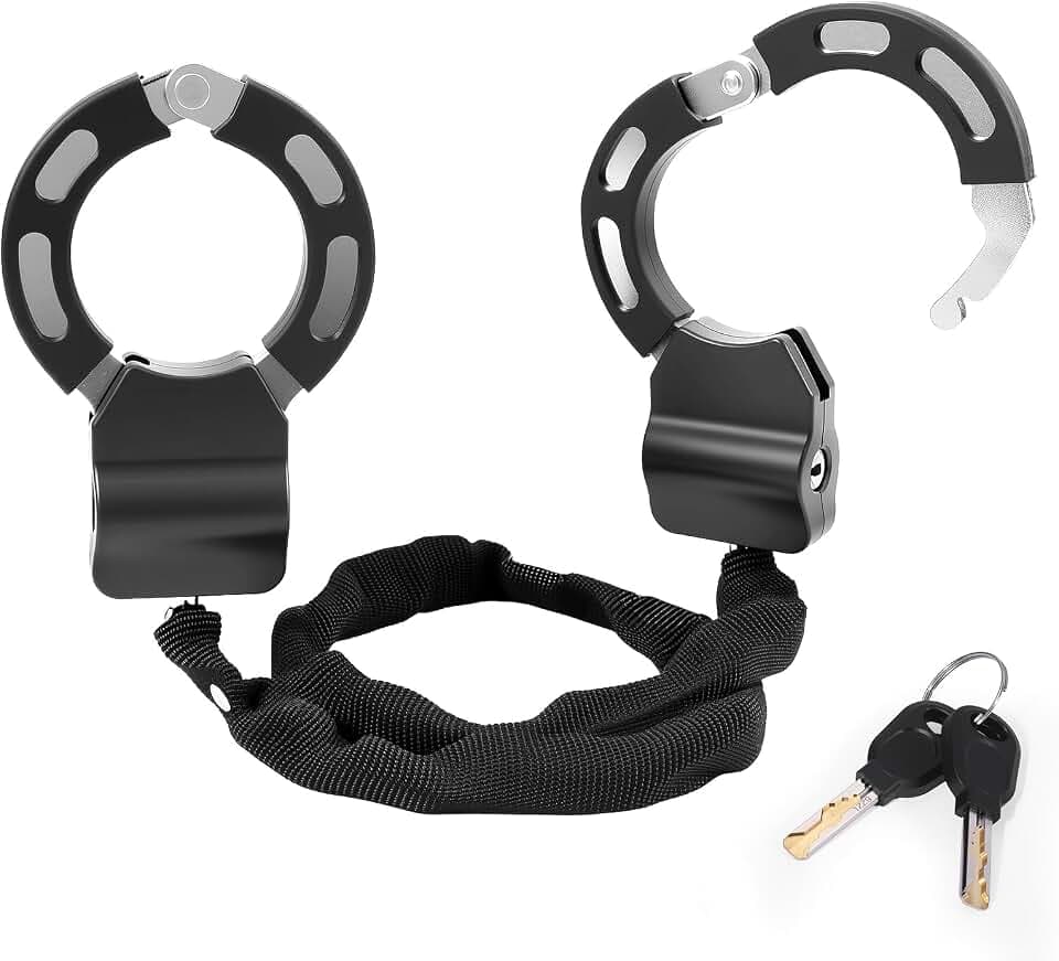 E Scooter Schloss, Handschellenschloss mit Schlüssel, Schloss für E Scooter, Ideal für Roller, Kinderwagen, Fahrrad, Gummi-Lock-Hülse gegen Kratzer, Fahrradschloss Hohe Sicherheit