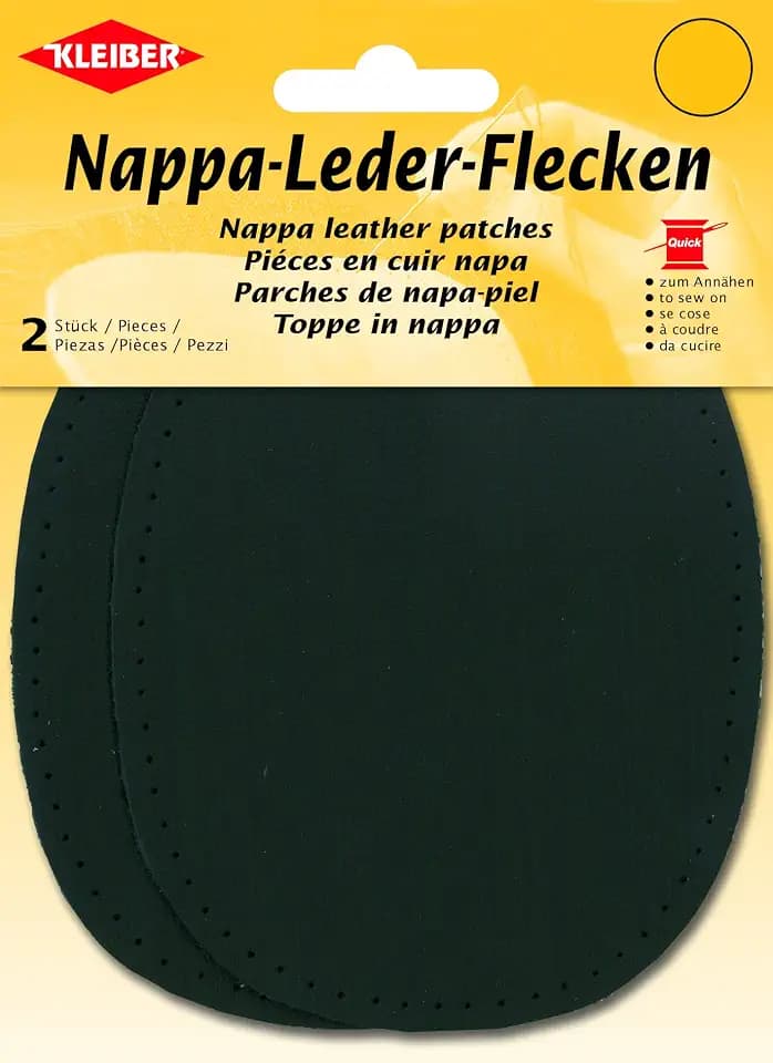 Kleiber 850-04 Ellbogen- und Knieflicken aus Nappaleder zum Aufnähen, schwarz, 2-er Set