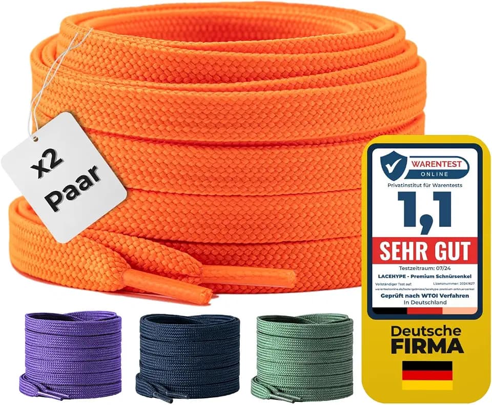 LaceHype - 2 Paar Premium Schnürsenkel 10mm, Schühbänder aus Polyester LC1