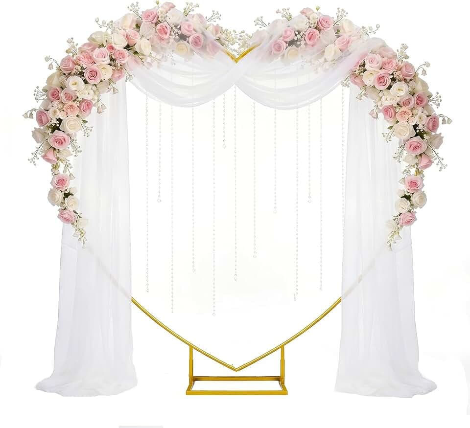 Herz Hochzeitsbogen, 2m Herzform Ballonbogen, Loving Heart Balloon Arch, Metall Herzförmiger Hintergrund Ständer Gold Luftballon Girlande Herz Luftballon Ständer für Hochzeit Heiratsantrag Babyparty