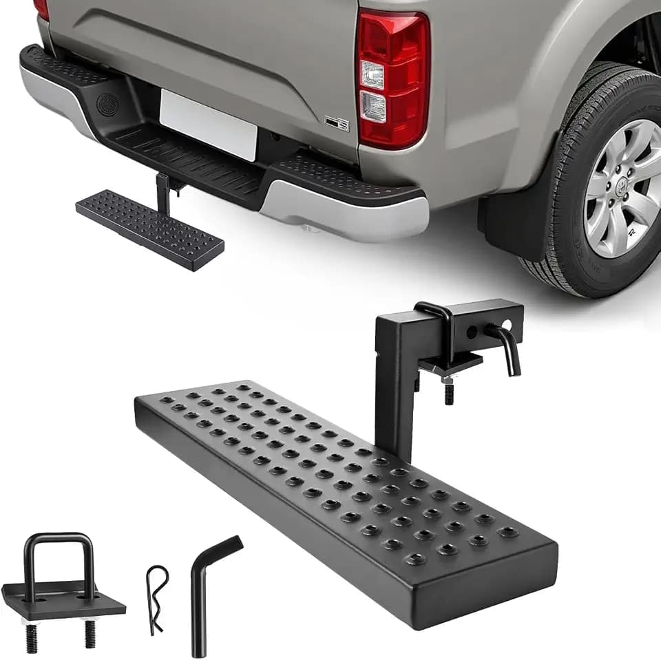 VEVOR Hitch Step for 2 Inch Receiver, Universal Rear Bumper Guard Protector with 350 LBS Load Capacity, Wide & Non-Slip Tow Hitch Step with Pin Kit and Stabilizer, Fit for Pickup, Trailer, Truck, SUV