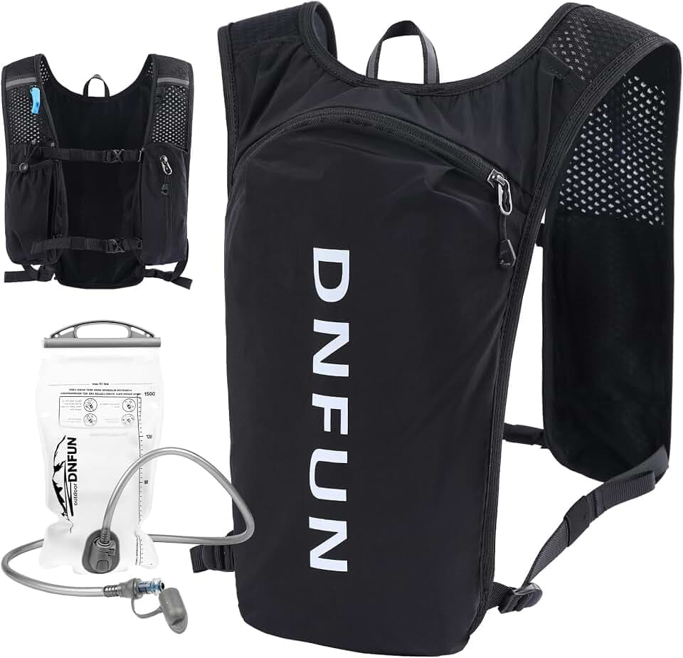 DNFUN Laufweste Damen Herren,verstellbare Trinkweste mit 1.5L Trinkflasche,5L Running Vest Trinkrucksack für Laufen,Jogging