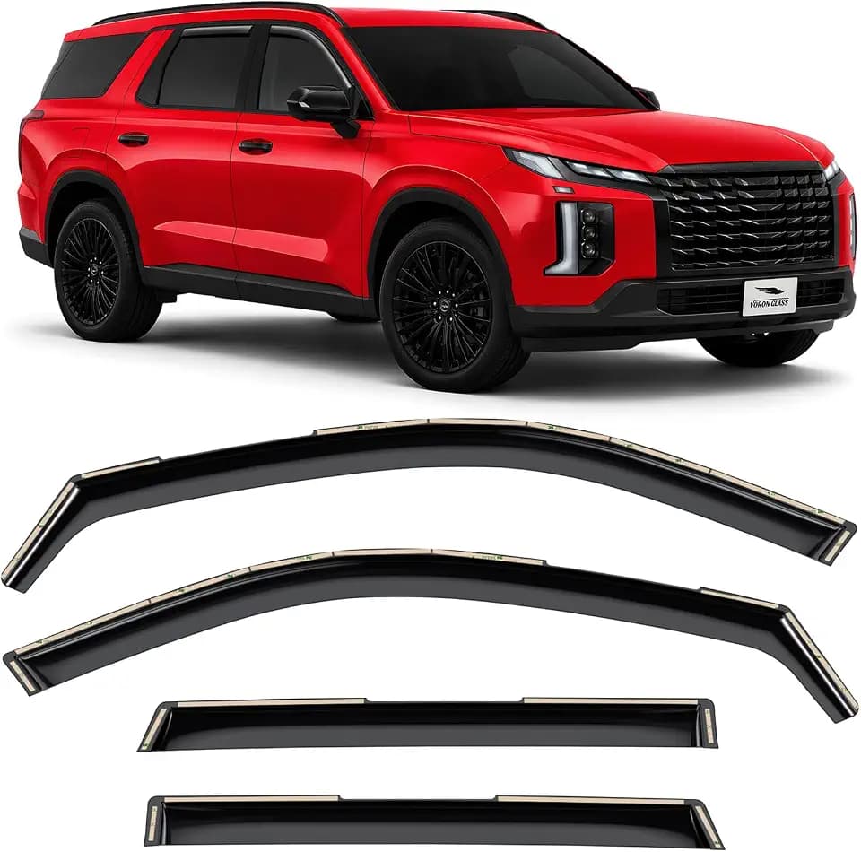 Voron Glass in-Channel Extra Durable Rain Guards for Hyundai Palisade 2020-2025, Window Deflectors, Vent Window Visors, 4 Pieces - 200927