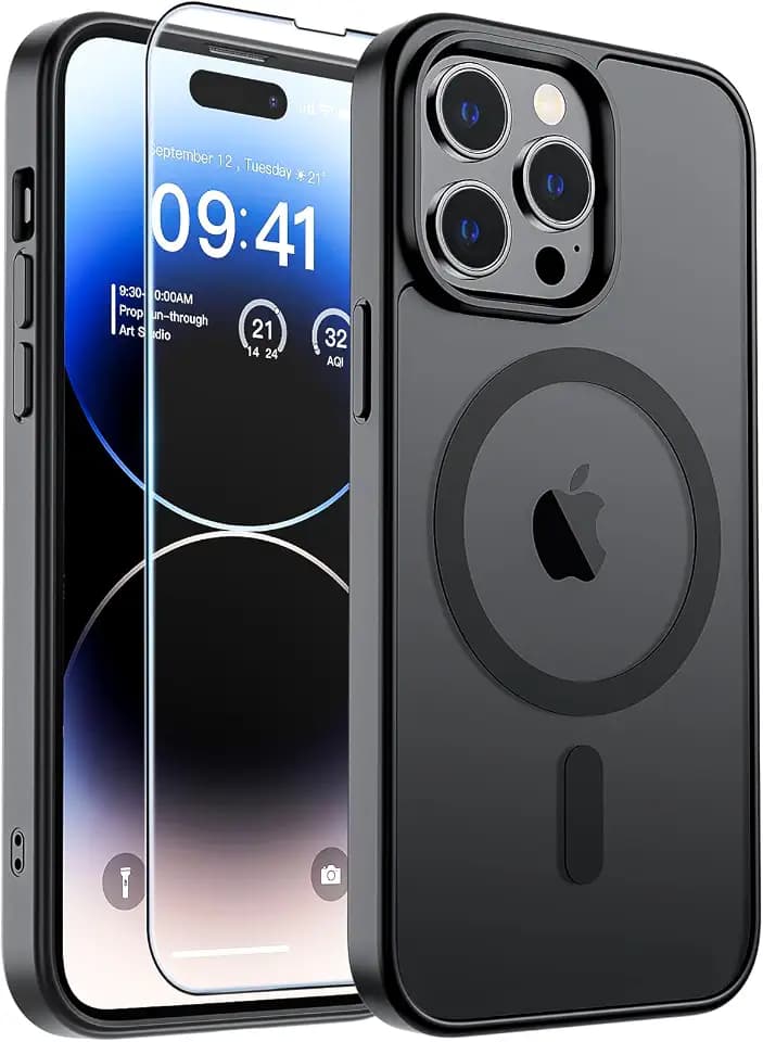 SUPFINE Magnetic for iPhone 14 Pro Case Black
