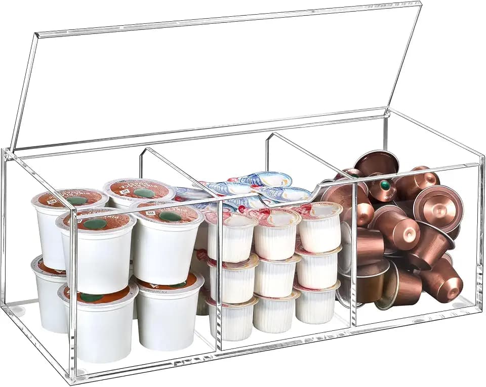 BEYGORM Acrylic Coffee Pod Holder with Lid for 24 Kcup Pods