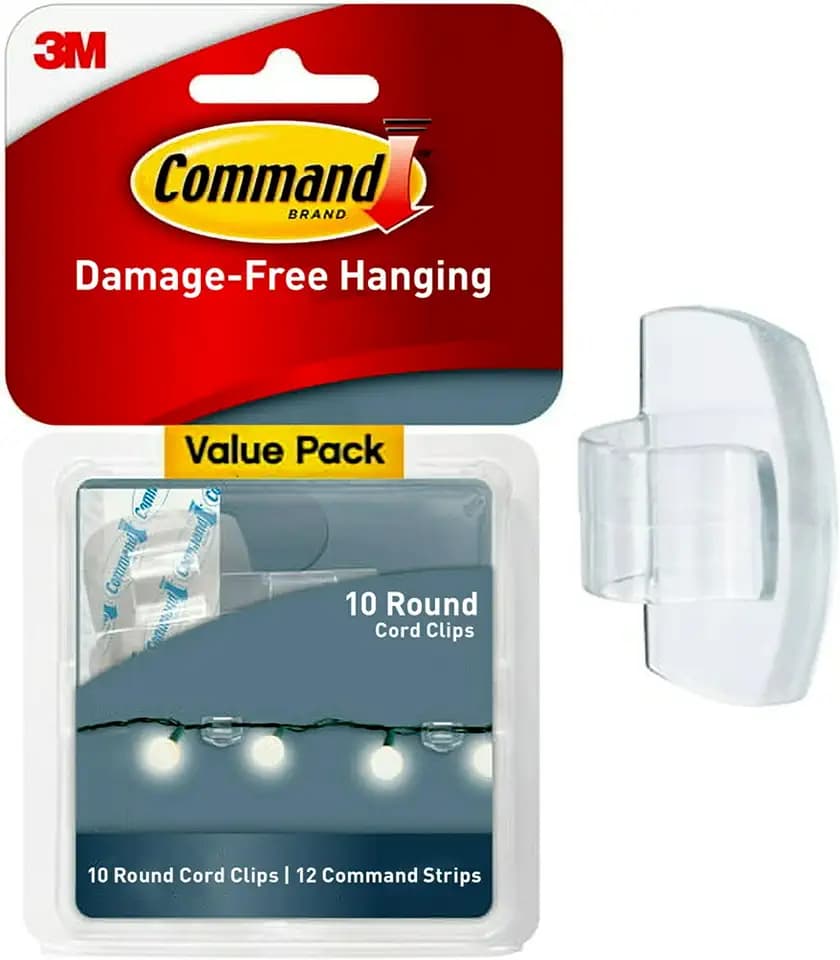 Command Clear Cord Clips, 10 Clips, 12 Strips