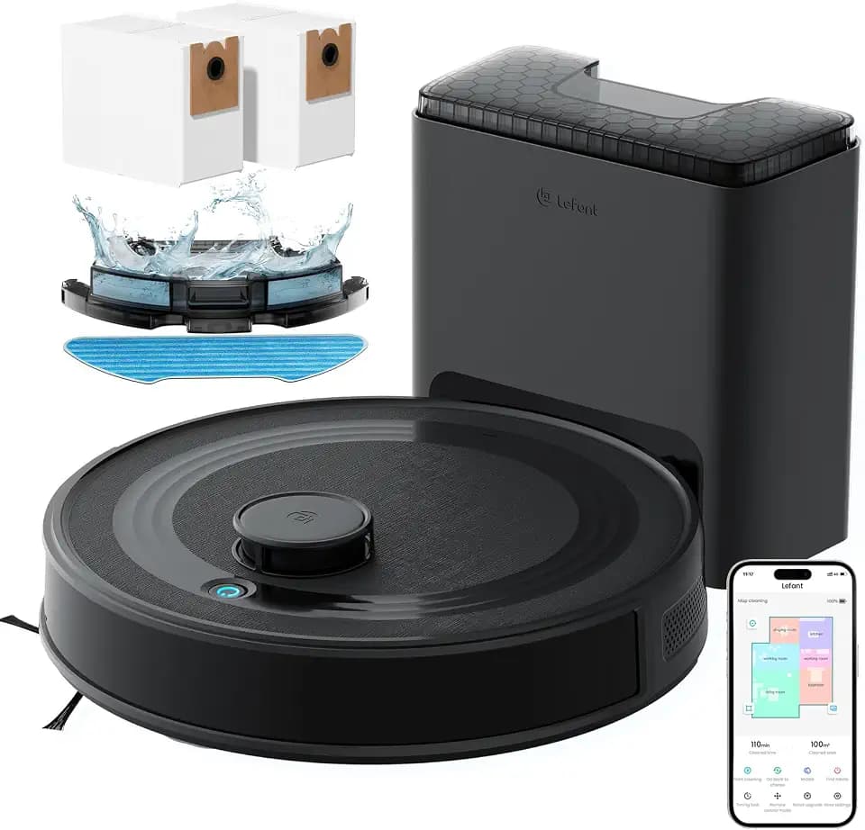 Lefant M2 Plus Saugroboter mit Mappatura, Staubsauger Roboter mit Laser-Navigation, 6000Pa, Staubsaugerroboter mit Personalisierbarer Pulizata, WiFi/App/Alexa, Schwarz