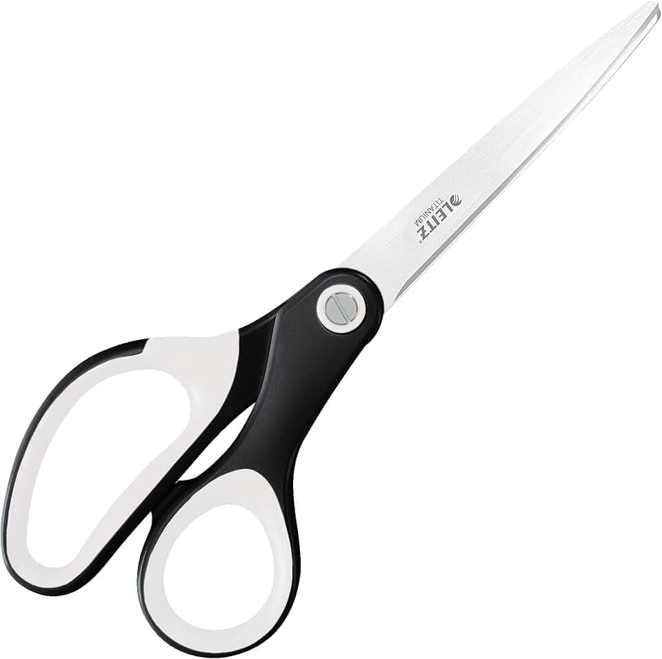 LEITZ WOW Titan Qualitätsschere, Für Rechts- oder Linkshänder (beidhändig), Haushaltsschere mit ergonomischem Griff, Für zu Hause oder Schule, Schwarz, 53192095