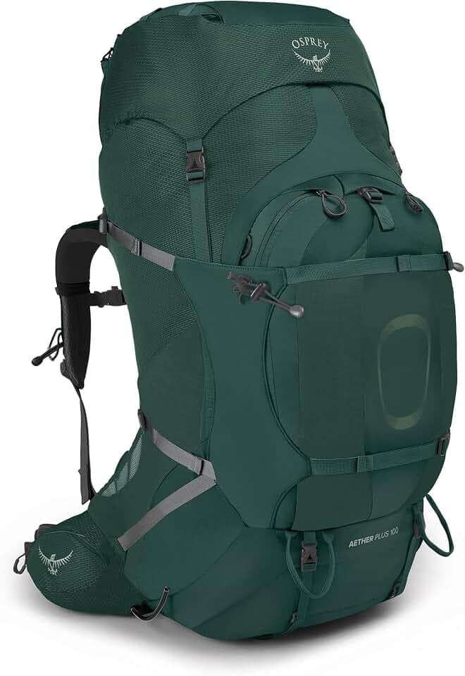 Osprey Aether Plus 100L Men's Backpacking Backpack, Green L-XL