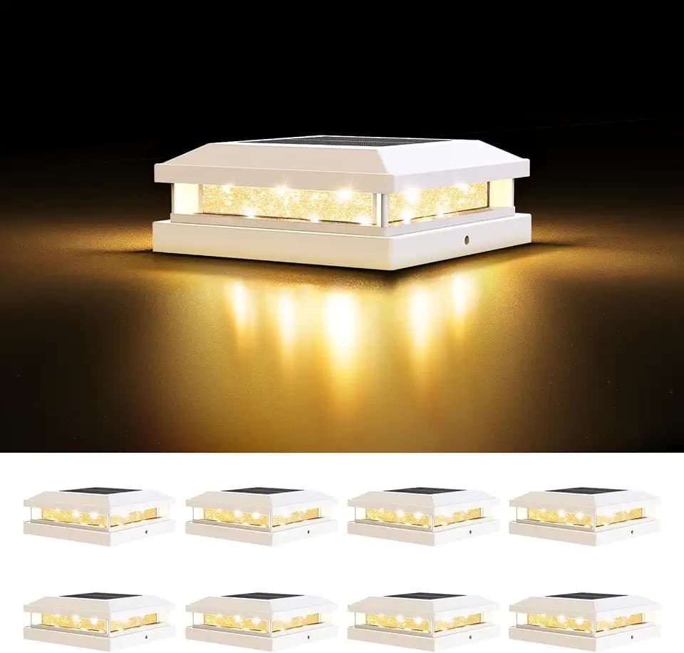 Brightever 4x4 5x5 Solar Post Cap Lights Outdoor 8-Pack White