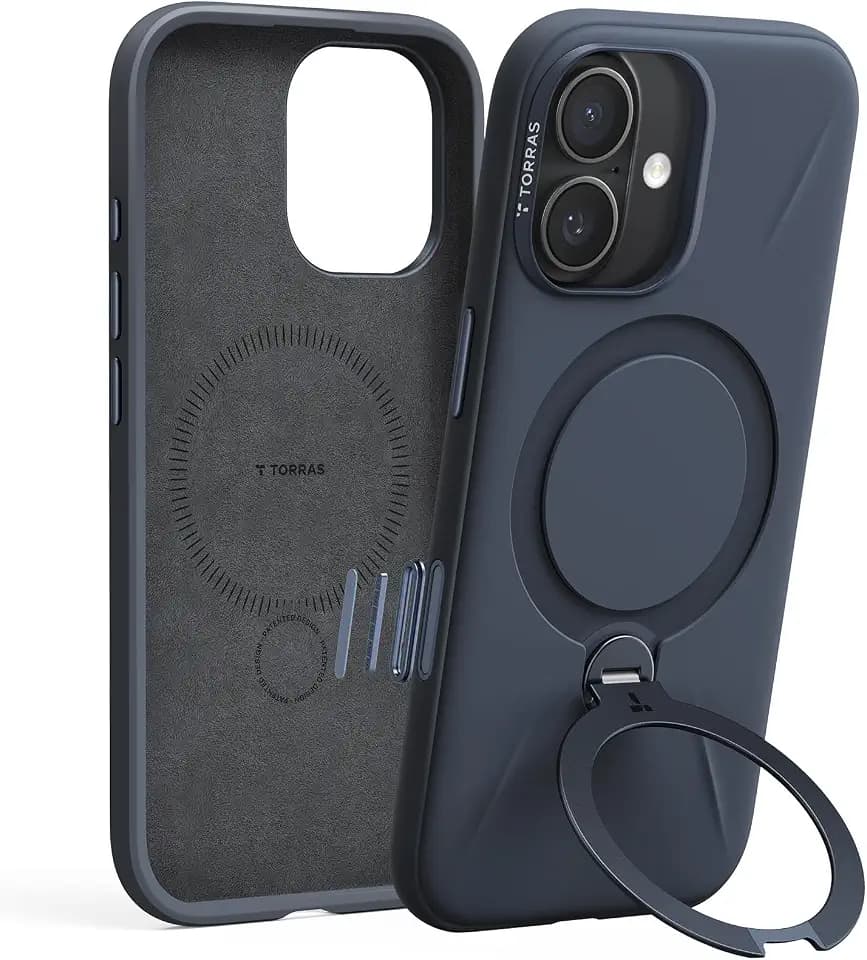 TORRAS Q3 Silicone for iPhone 17 Pro Max Case Magnetic Stand Deep Blue