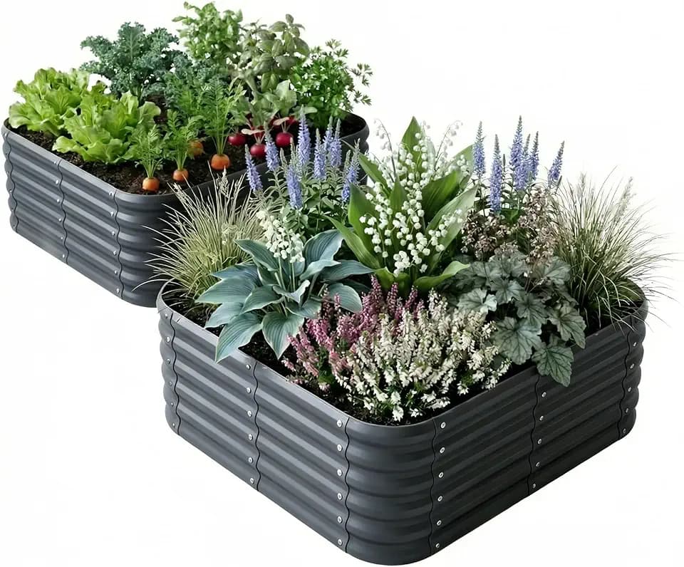 Besebay 2-Pack 4x1.5ft Galvanized Raised Garden Bed, Outdoor Planter Bed,