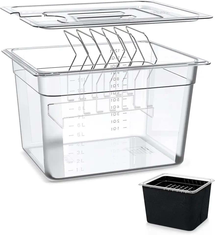 KitchenBoss Sous Vide Behälter mit Deckel, Edelstahl Rost, Isolierhülle 11L