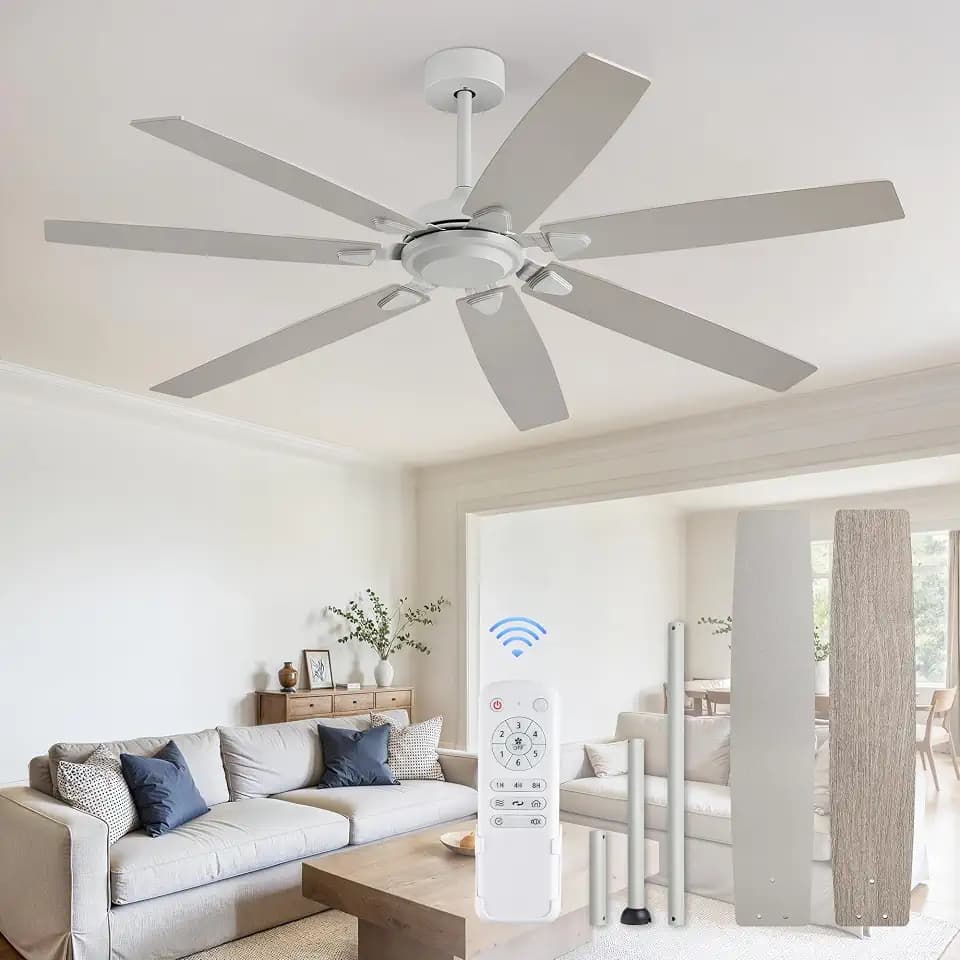 Fanbulous 62 Inch Ceiling Fan No Light, DC Motor with Remote, Grey