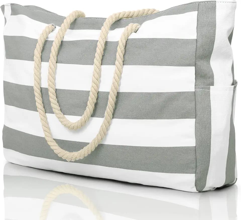 oscaurt Strandtasche Badetasche Wasserdicht mit Reißverschluss Schwimmbad Tasche, Grosse Einkaufstasche Faltbar Umhängetasche Tragetasche Shopping Bag Reisetasche