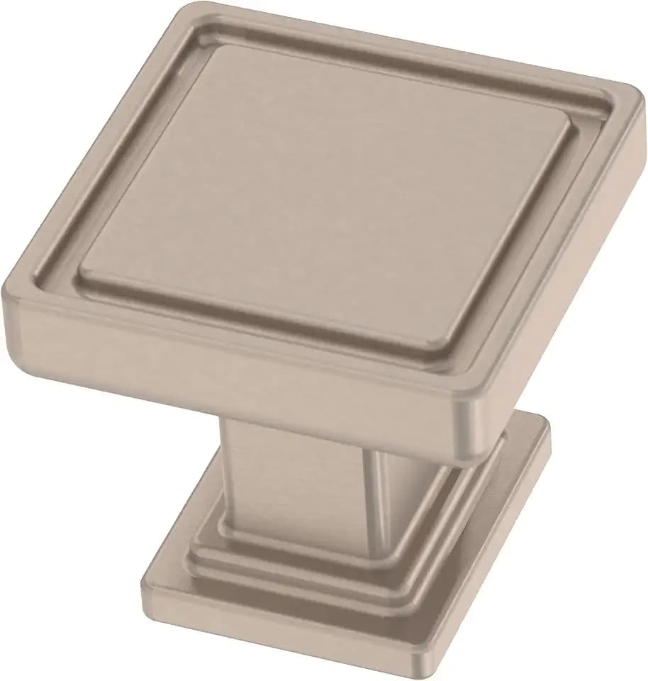 Franklin Brass 10 Pack Brushed Nickel Cabinet Knobs 1 inch (25mm) Kitchen Cabinet Handles and Drawer Knobs for Cupboards, Dressers, Furniture, Bathroom Vanity | Recessed Square