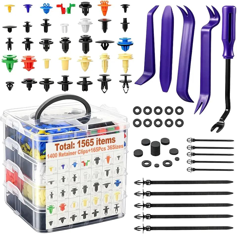1565 Stücke Befestigungsclips Auto, HOVCEH 36 Arten Universal Clips Auto, Auto Befestigung Clips mit 10 Kabelbindern und Entfernungswerkzeug, Auto Clips Set für Stoßstange, Tür, Kotflügel