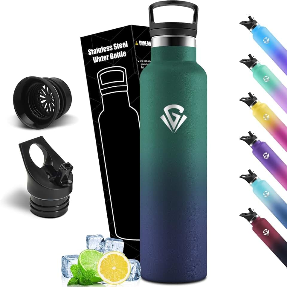 Trinkflasche 1L BPA-Frei, Trinkflasche Edelstahl, Thermosflasche, Auslaufsichere Isolierflasche Doppelwandig, Wasserflasche, Thermoskanne, mit Strohhalm, Trinkflasche Kohlensäure Geeignet