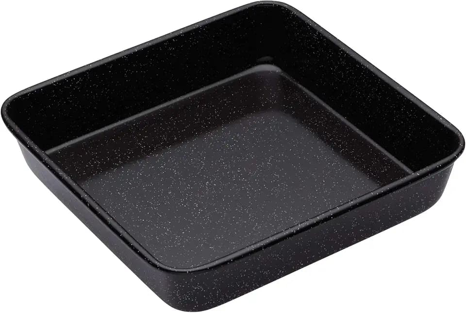 MasterClass Quadratische Backform, Emaille-Backformen, spülmaschinenfest, schwarz, 23 x 23 x 4cm, 1 Stück