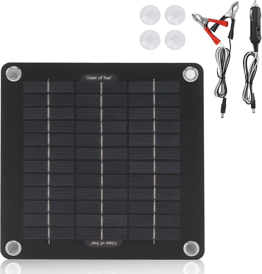 12V 10W Solar Ladegerät: Tragbares Solarpanel mit Batterieklemmen & Zigarettenanzünder Stecker, Solarmodul Erhaltungsladung, für Auto, Motorrad, Boot, Wohnmobil, LKW