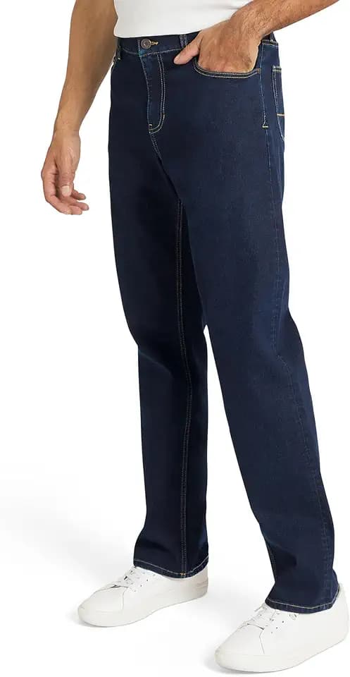 Izod Men's 5 Pocket Relaxed Fit Stretch Waist Denim Jeans