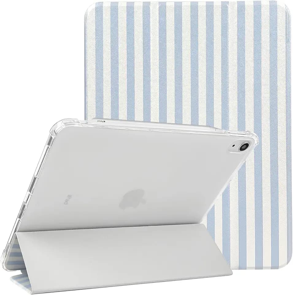 Lovmooful for iPad Air M2/5/4 11"/10.9" Case Cute Striped-Blue&White