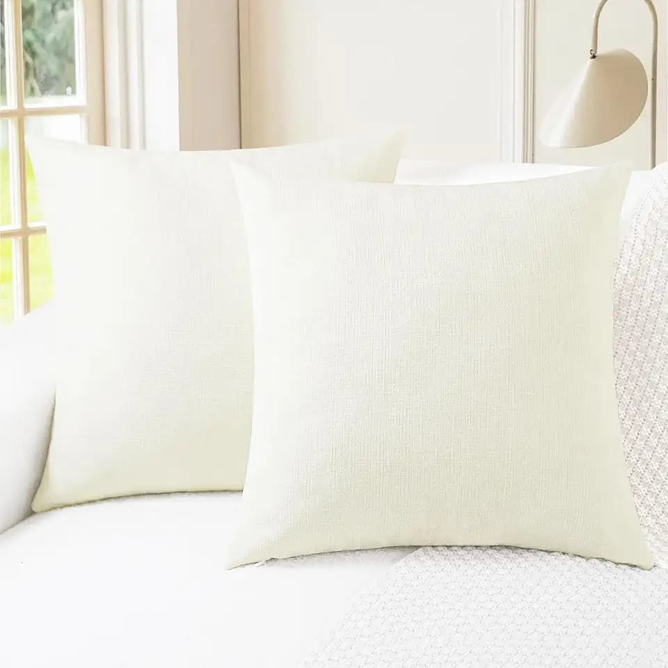 CaliTime Decorative Couch Throw Pillow Covers 22 X 22 Inches Cream