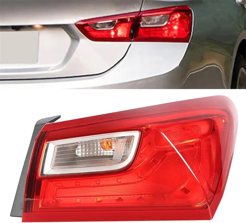WFLNHB Right Side Tail Light Replacement for Chevy malibu 2016-2021 Incandescent Rear Outer Tail Light Lamp Assembly Passenger Side