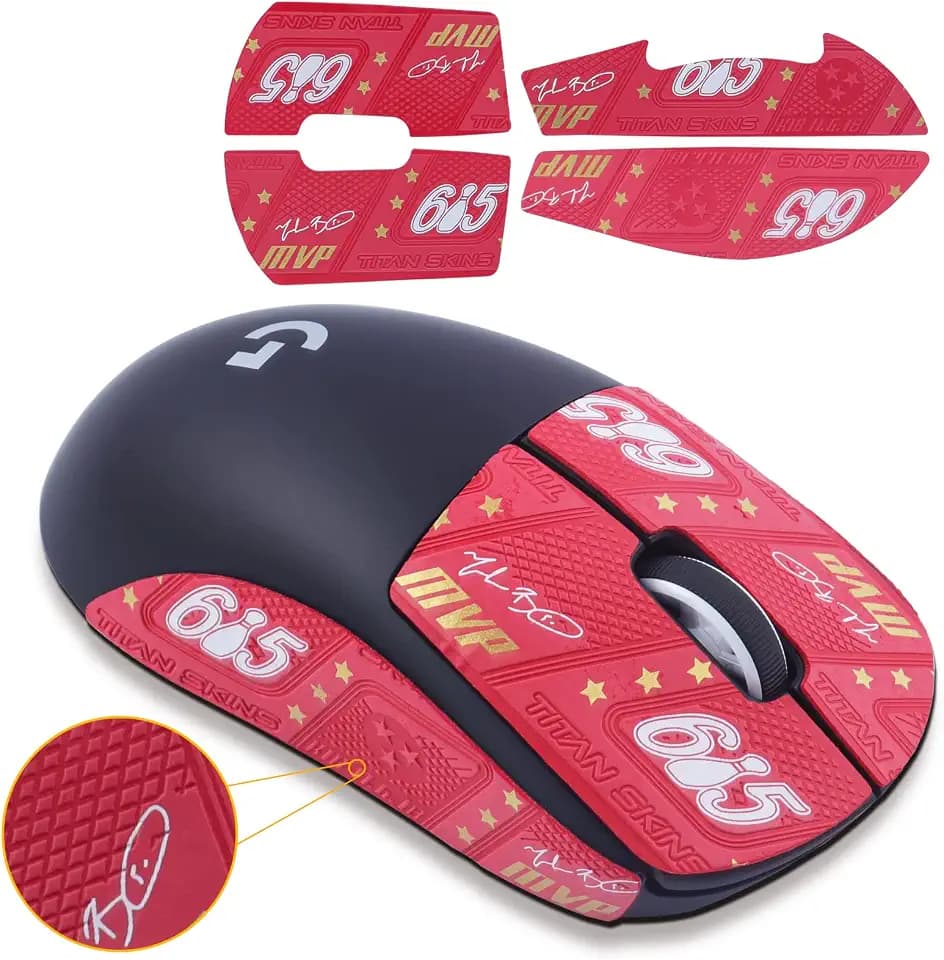 Hyekic Mouse Grip Tape Suitable for Logitech G PRO X Superlight Non-Slip Gaming Mouse Pre-Cut Self-Adhesive Stickers Sweat Resistant Easy to Use Professional Mouse Upgrade Kit (Red)