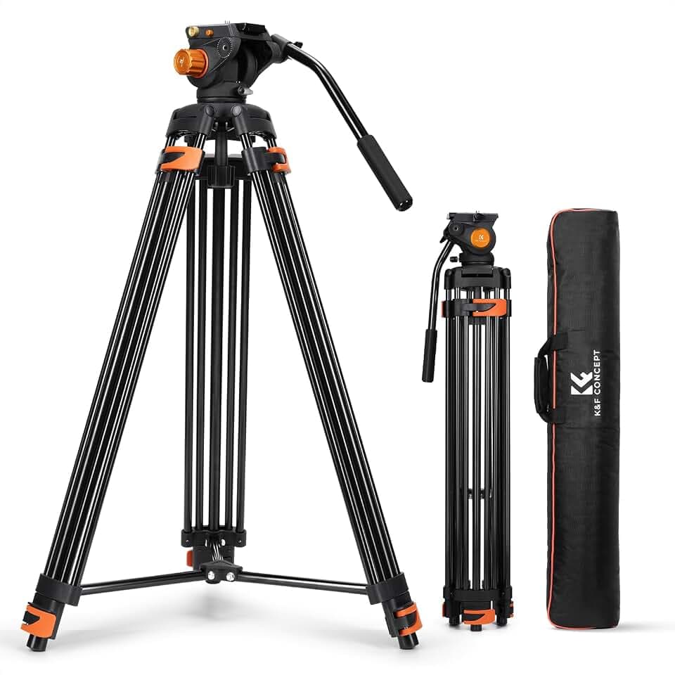 K&F CONCEPT Schwarz-Orange Aluminium 202cm Videostativ