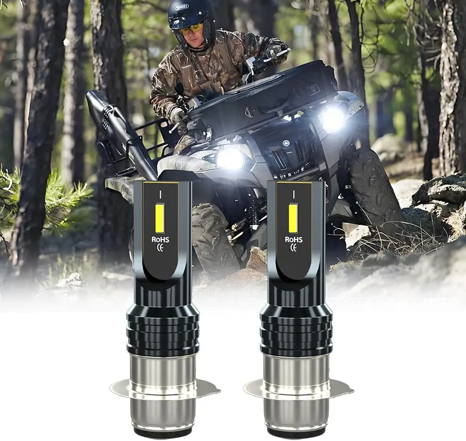 H6 H6M Motorcycle ATV Bulbs Fit For Yamaha Grizzly 125 350 400 450 660 (2002-2008), H6M P15D Motorcycle ATV Bulbs High Low Beam,Super Bright 6000LM 6000K White,Plug and Play(Pack of 2)