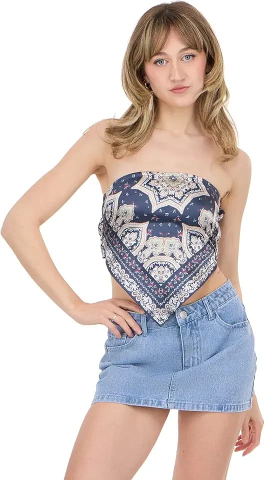 Forever 21 Women's Bandana Top with Smocked Back and Self Tie