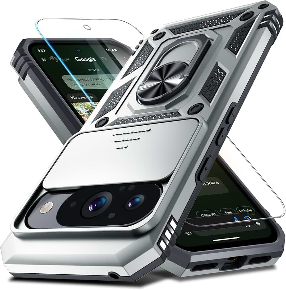 for Google Pixel 10/10 Pro Case Built in Slide Camera Cover,Silver