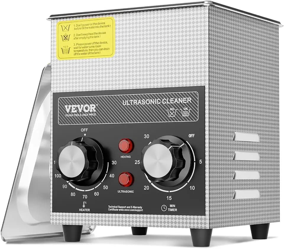 VEVOR 2 L Ultraschallreiniger mit Heiztimer & Korb professionelle digitale Ultraschall Reinigungsgeräte, 60 W Reinigungsmaschine für Uhreninstrumente Brillen Münzen Metallteile Werkzeuge Silber