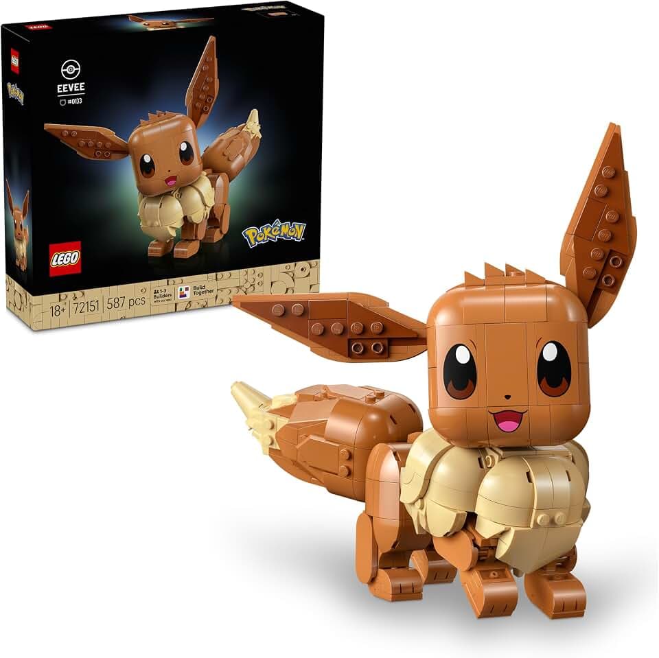 LEGO Pokémon Evoli Figur - Bauset für Erwachsene - Anime Modellbau mit beweglichen Gliedmaßen, Ohren und Schwanz - DIY Deko für Zimmer oder Schreibtisch - Sammler Geschenkidee für Gaming Fans – 72151
