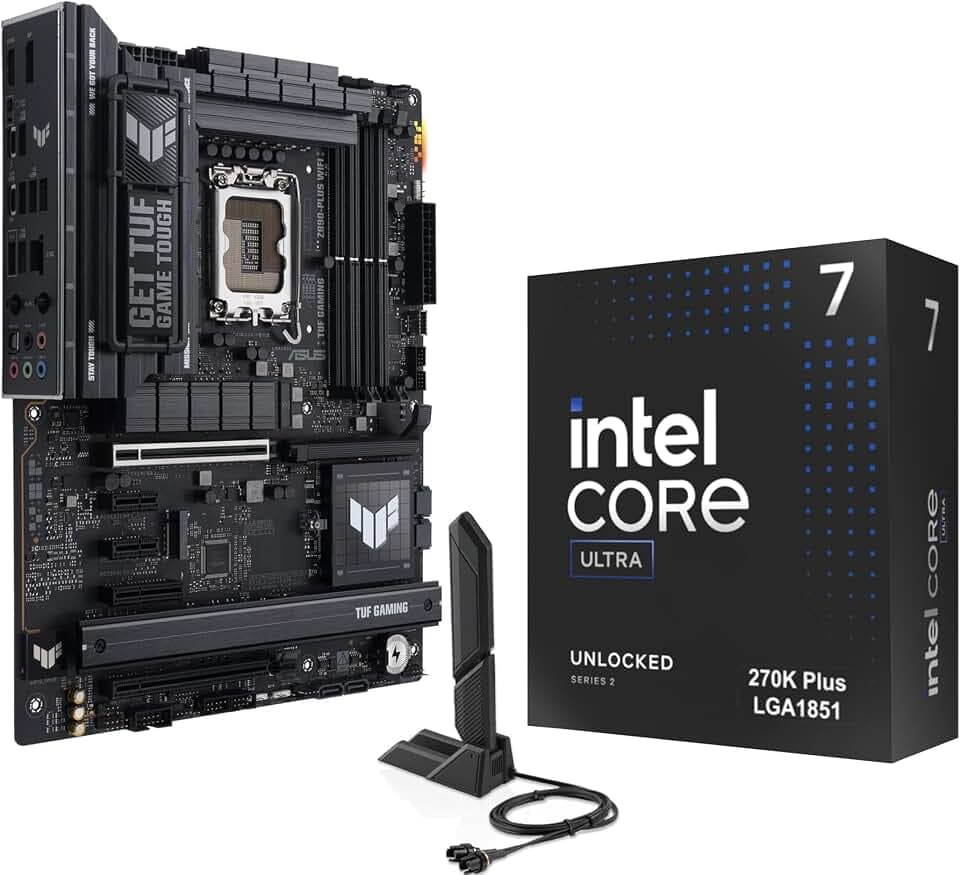Micro Center CPU Motherboard Combo -Intel Core Ultra 7 270K Plus 24 cores up to 5.5 GHz Desktop Processor with Tuf Gaming Z890-Plus WiFi LGA 1851 ATX Motherboard