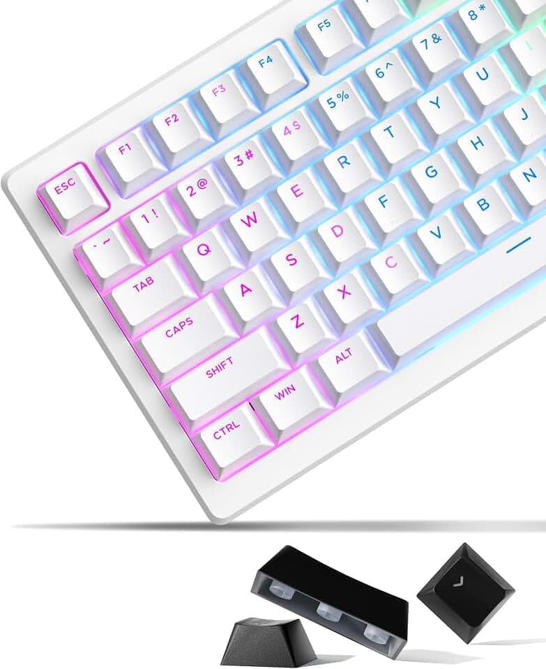 SDYZ x XVX Doubleshot PBT Keycaps for Mechanical Keyboards - Shine Through Keycaps, Full 131 Key Set, OEM Profile, Backlit - White
