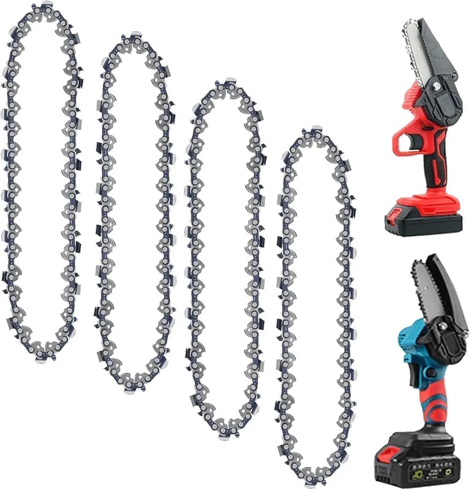 4Stk Mini Chainsaw Chain,6 Zoll Ersatzkette,Sägekettenteilung 1/4" Treibglieder 37 Glieder, Kettensägenketten,Sägeketten,15cm Schnittlänge Trimmen Chainsaw Chain,Universal Kette Kettensäge (4)