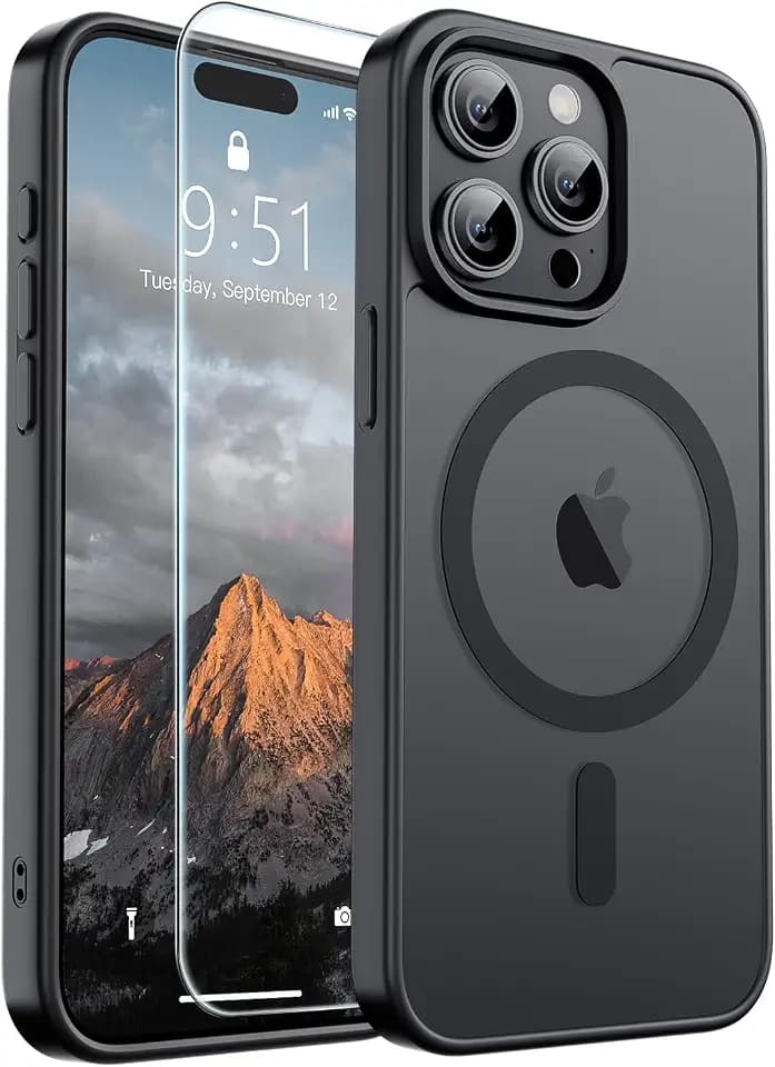 SUPFINE Magnetic for iPhone 15 Pro Max Case Black