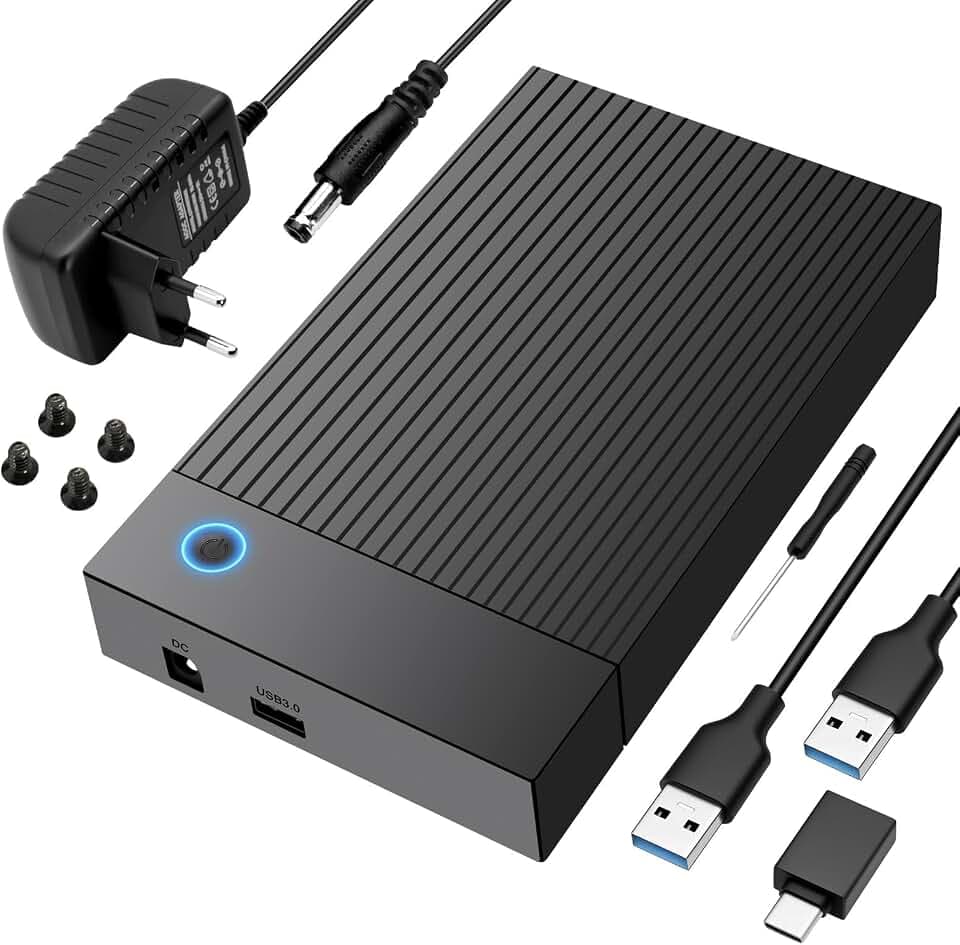 Festplatten Dockingstation, USB C/USB 3.0 SATA HDD Festplatten Docking Station für 2,5/3,5 Zoll SATA HDD/SSD, 6Gbps Festplatten-Adapter mit 12V/2A Netzadapter, UASP