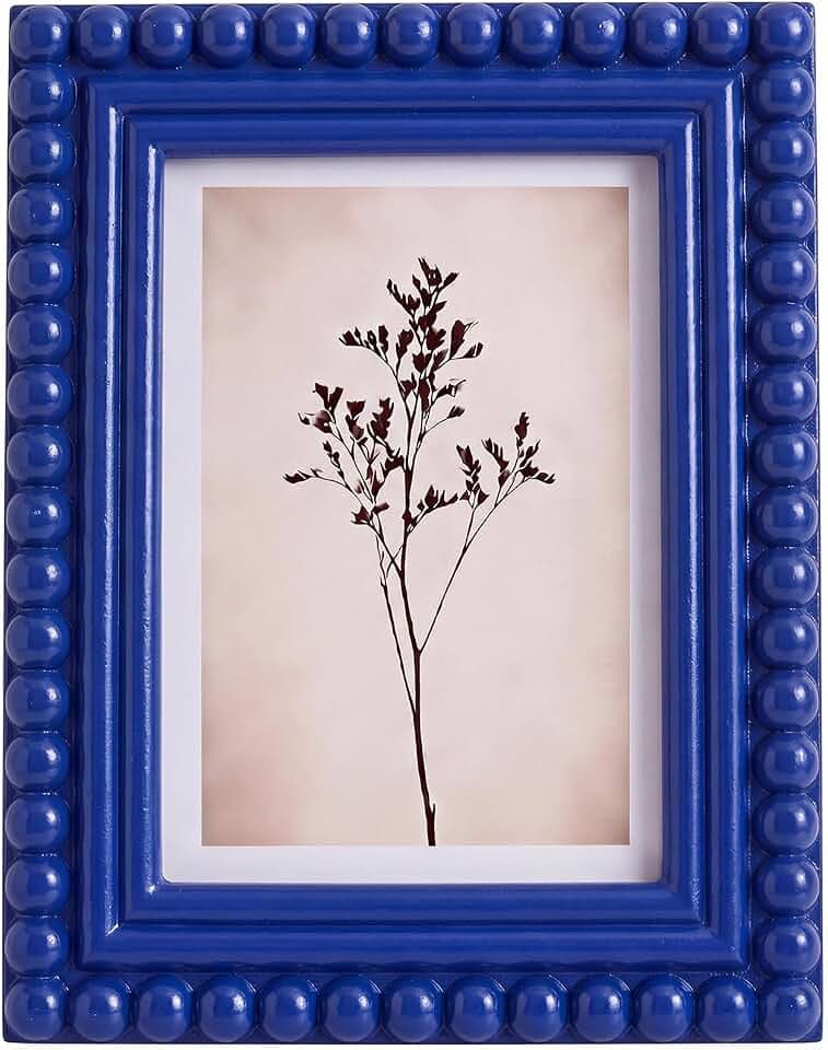 1 Pcs 5 x 7 Inch Picture Frame Beaded Photo Frame, Dark Blue
