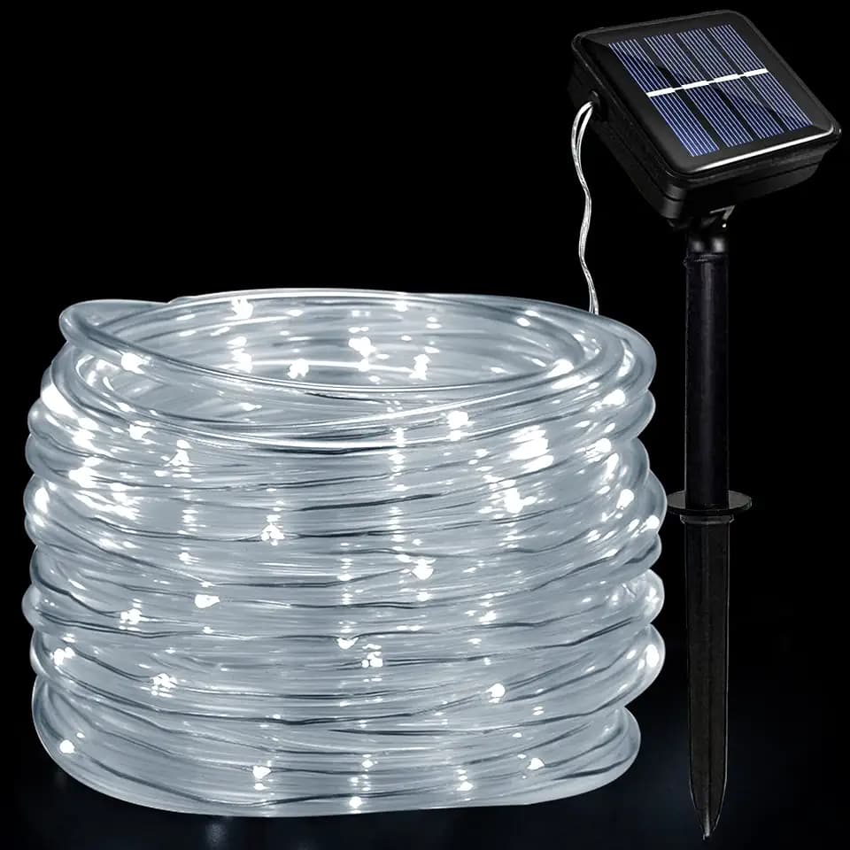 JIMACRO Outdoor Solar LED Lichtschlauch, IP65 Wasserdicht Solar Lichterkette Außen 10m 100LEDs Solar Deko Lichter mit 8 Beleuchtungsmodi für Garten Baum Party Weihnachtsdekoration