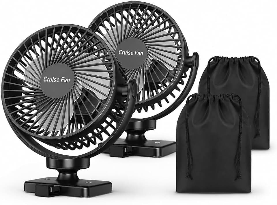 Magnetic Golf Cart Fan Rechargeable, 12000mAh Battery Operated Portable Fan with N54 Strong Magnet, LED Light, 3 Speeds & 720° Adjustable Airflow for EZGO Club Car Yamaha, Cruise Camping