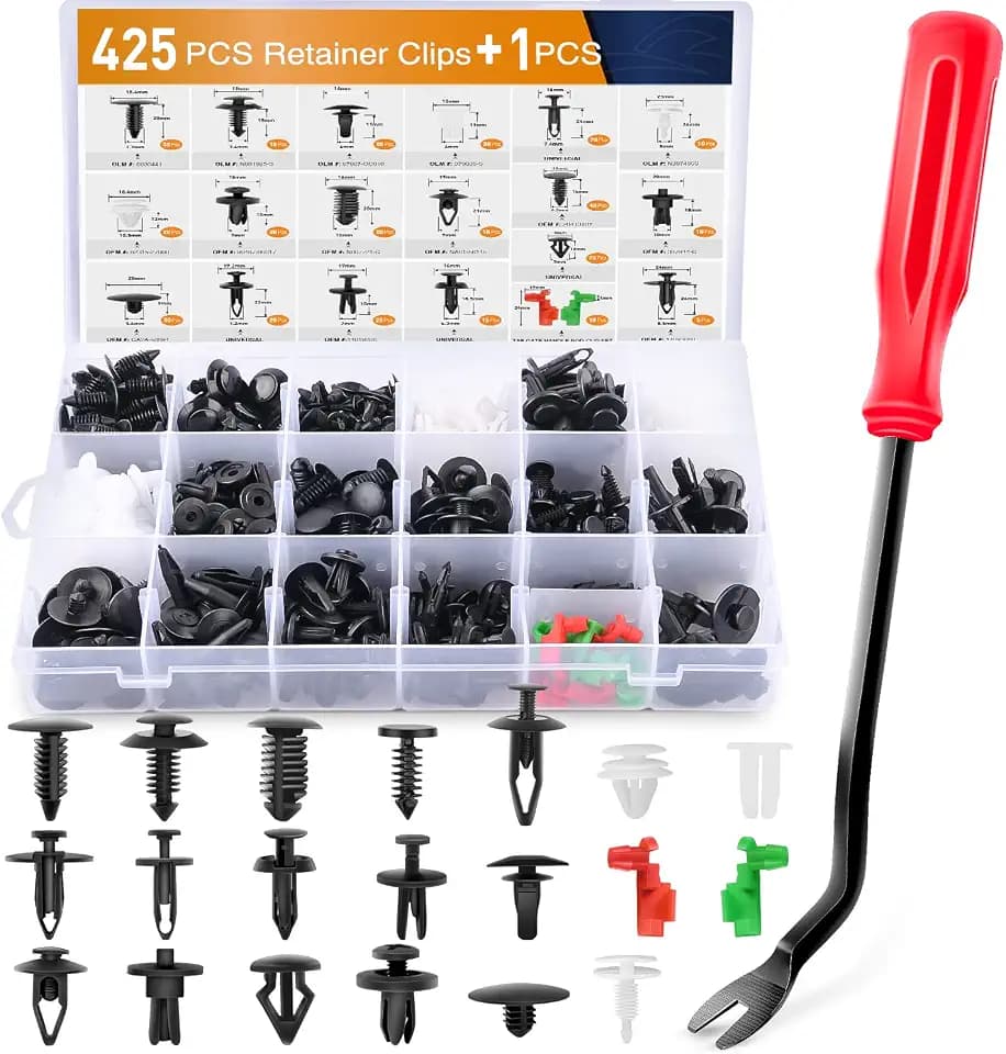 GOOACC Car Push Retainer Clips & Auto Fasteners Assortment Popular Sizes Nylon Bumper Fender Rivets, 425Pcs Clips + Remover