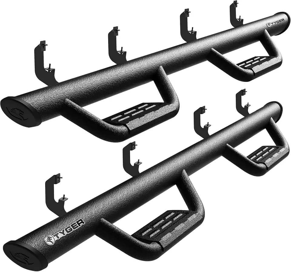 Tyger Auto Tyger Access Running Boards Compatible with 2019-2026 Chevy Silverado GMC Sierra 1500; 2020-2026 2500 3500HD (Not Fit 19 LD) | Double Cab | TG-AS2C24036 | Textured Black Drop Step Rail