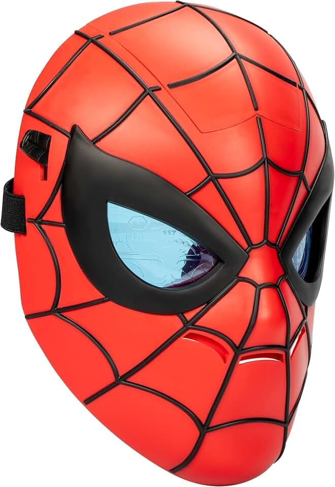 Spiderman Marvel Maske mit Lichteffekt, Spielzeug für Kinder ab 5 Jahren mit verstellbarem Riemen, Rot