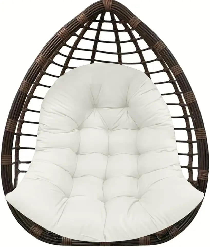 Thicken Egg Chair Cushion Replacement, Outdoor Hammock Swing Cushions with Ties, Hanging Wicker Basket Seat Pad with High Elasticity PP Cotton, for Garden Patio Porch Furniture (Only Cushion)