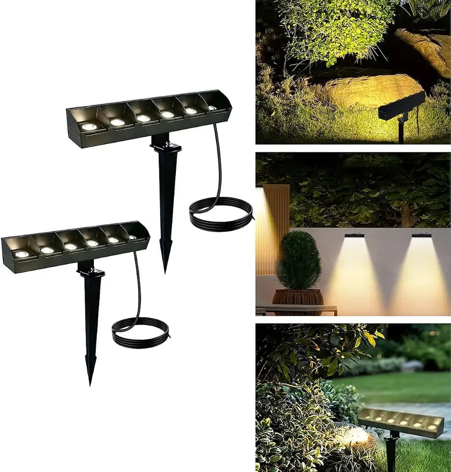 Landscape Lights, DC24V Low Voltage Spotlight, 12W、3000K、IP67 Outdoor Wall Washer Light, Wall Mount or Stake, for Landscape, Wall & Accent Lighting (2 Pack)