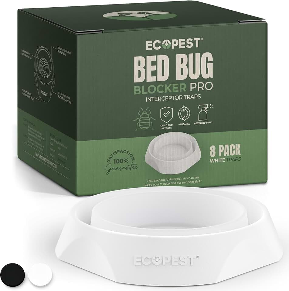 Bettwanzen Detektor – 8er Pack | Bettwanzenfalle Bed Bug Blocker (Pro) | Bettwanzen Test (Weiß) | Insektenfalle, Wanzen Monitor und Detektor für Bettbeine
