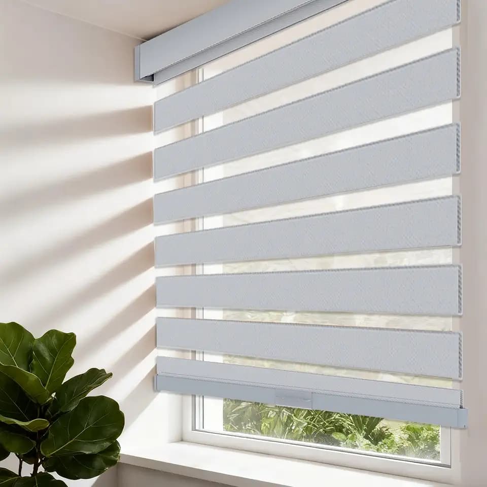 Cordless Zebra Shades VELAFORM (35" W x72 H, Grey), Free-Stop,